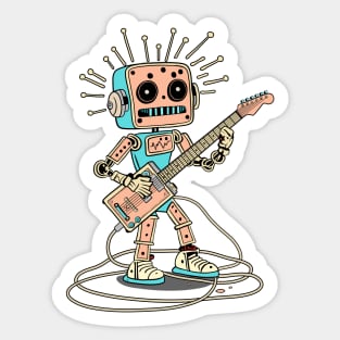 Robot Guitarist, Colorful Sticker